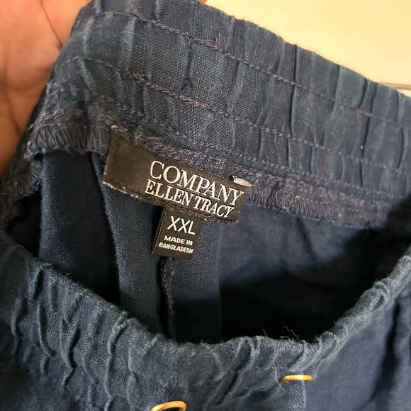 Ellen Tracy XXL navy blue linen pants - Picture 3 of 3